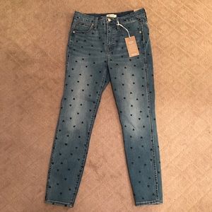 Madewell jeans with heart print design